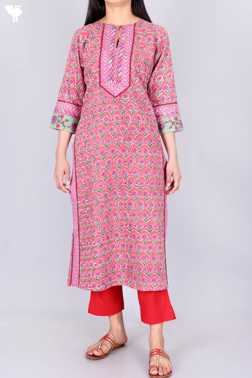 Khaadi Cotton Kurta In Floral Block Print