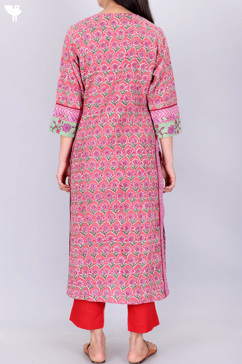 Khaadi Cotton Kurta In Floral Block Print
