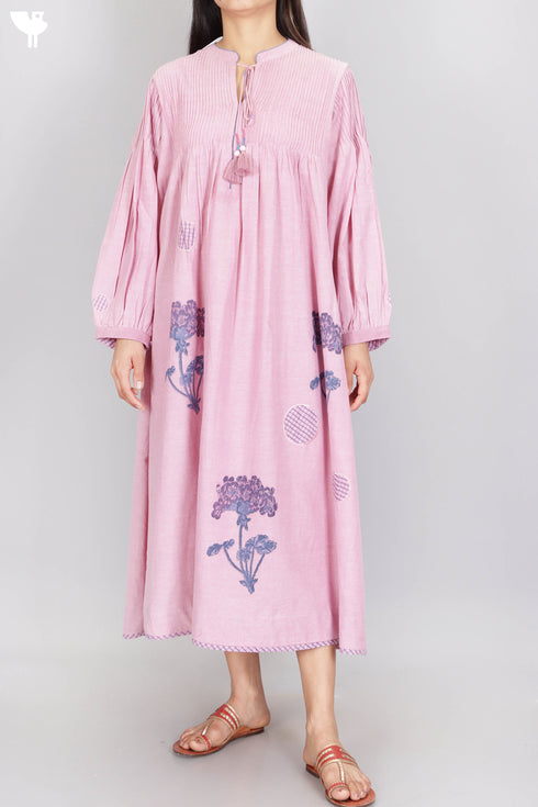 Khaadi Cotton Pintuck Dress InFloral Block Print