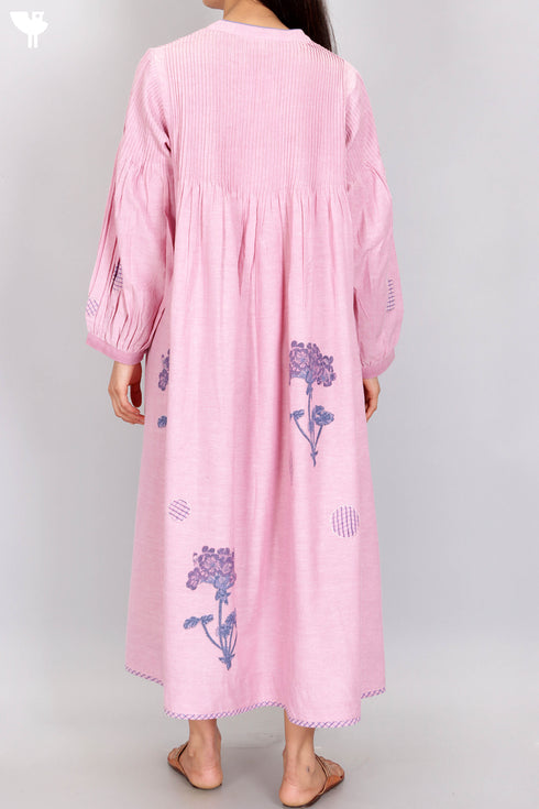 Khaadi Cotton Pintuck Dress InFloral Block Print