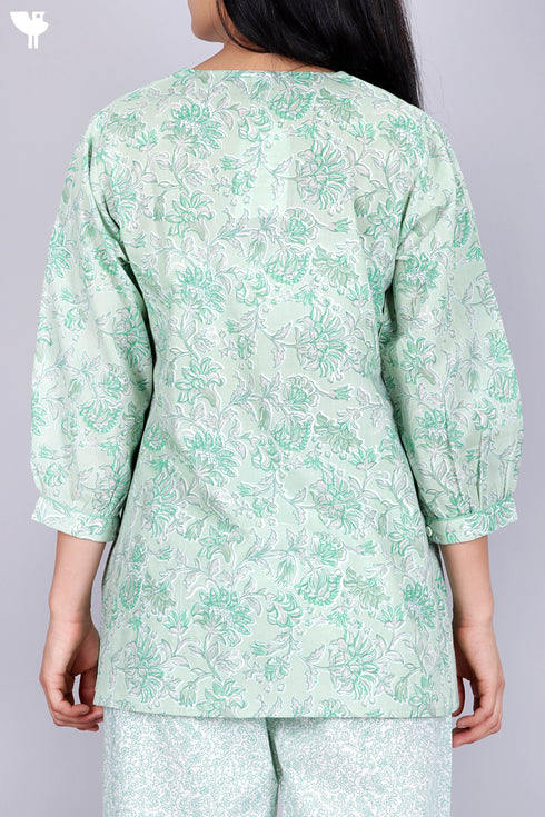 Cambric Cotton Top In Floral Print