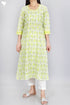 Slub Cotton KurtaIn Floral Block Print