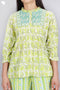 Slub Cotton Pintucked Top In Block Print
