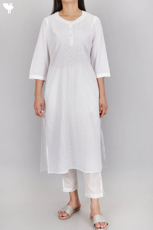 Terry Voile Chikankari Embroidered Kurta
