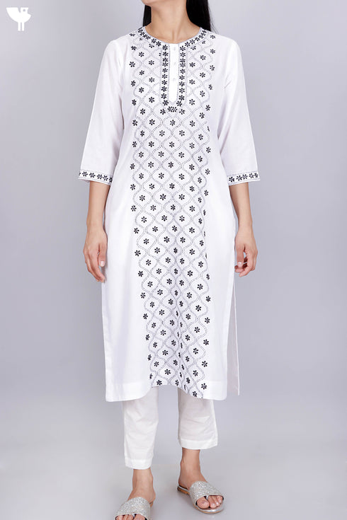 Terry Voile Chikankari Embroidered Kurta