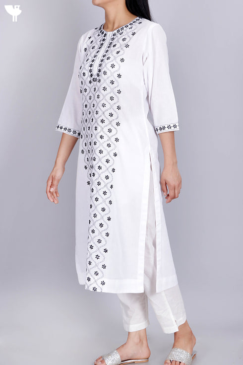 Terry Voile Chikankari Embroidered Kurta