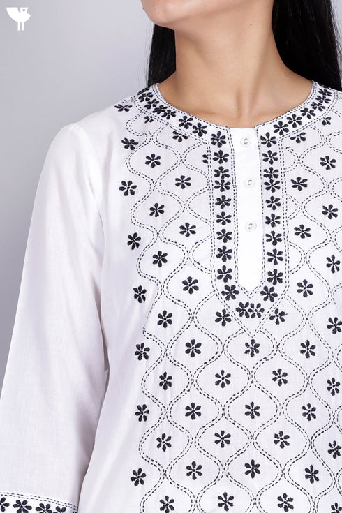 Terry Voile Chikankari Embroidered Kurta