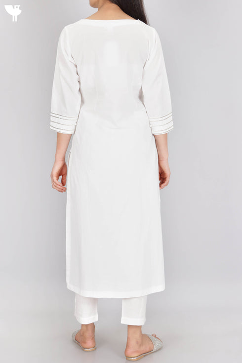 Cambric Cotton Kurta With Gota Patti Embroidery