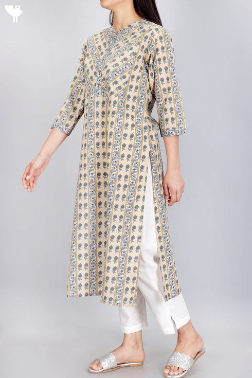 Cambric Cotton Kurta In Floral Print