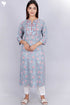 Mulmul Kurta With Floral Block Print