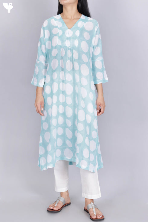 Mulmul Cotton Kurta In Graphic Block Print
