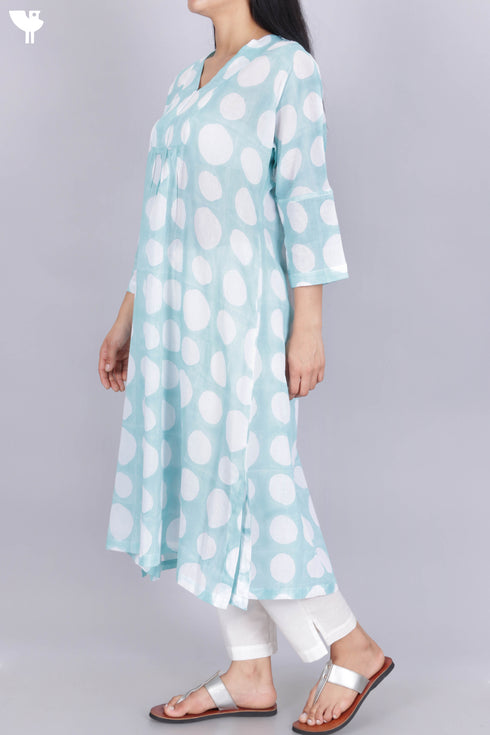 Mulmul Cotton Kurta In Graphic Block Print