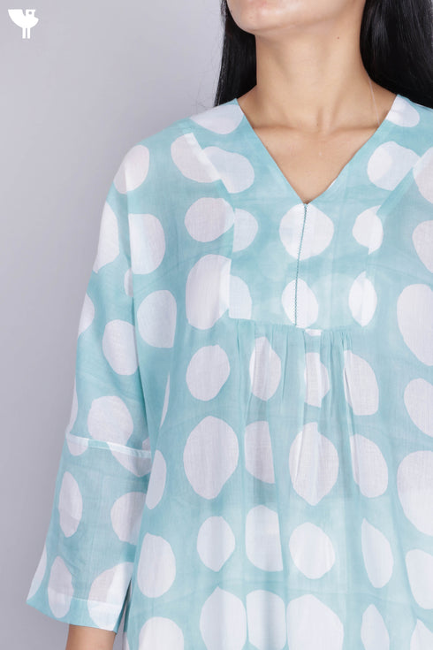 Mulmul Cotton Kurta In Graphic Block Print