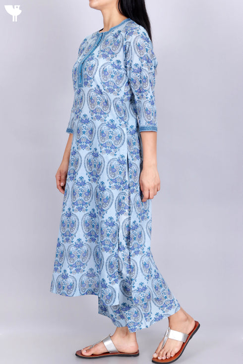 Mulmul Cotton Kurta In Floral Print