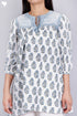 Cambric Cotton Peasant Top In Floral Block Print