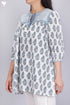 Cambric Cotton Peasant Top In Floral Block Print