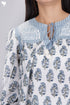 Cambric Cotton Peasant Top In Floral Block Print