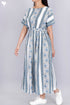 Rayon Day Dress With Floral Block Print