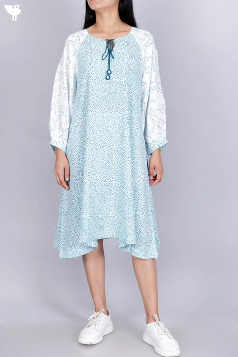 Rayon Shirt Midi Dress In Graphic Block Print