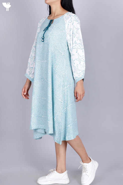 Rayon Shirt Midi Dress In Graphic Block Print