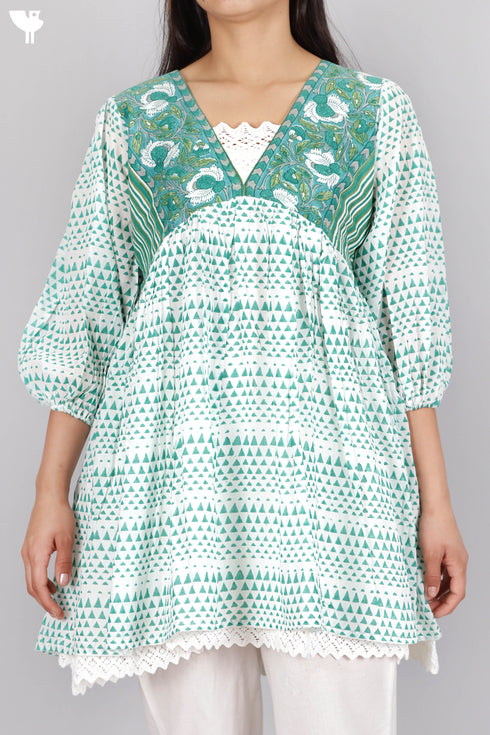 Mulmul Cotton Dress In Assorted Block Print