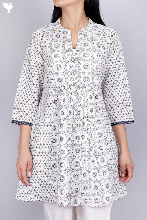 Cambric Cotton Top In Assorted Block Print