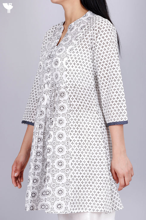 Cambric Cotton Top In Assorted Block Print