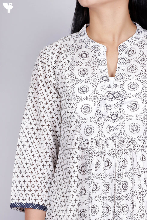 Cambric Cotton Top In Assorted Block Print