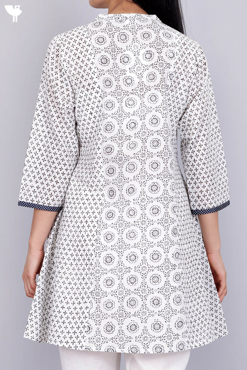Cambric Cotton Top In Assorted Block Print