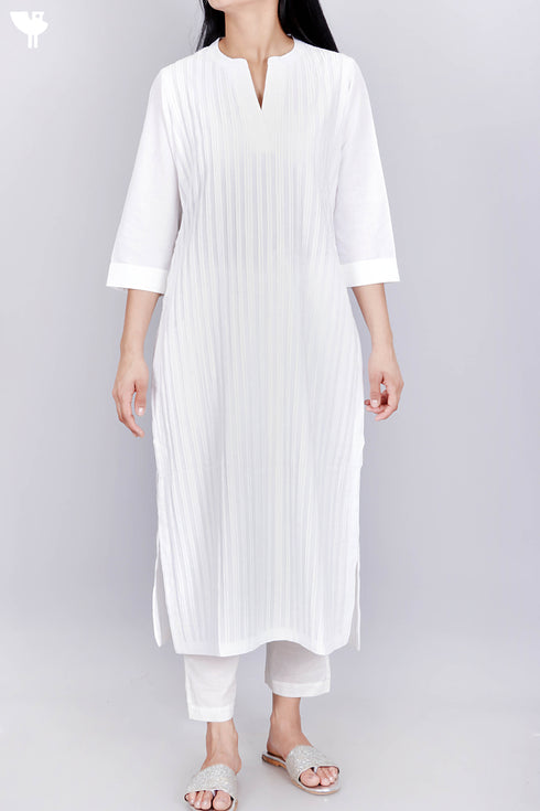 Cambric Cotton Kurta with Pintuck Details