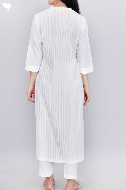 Cambric Cotton Kurta with Pintuck Details