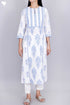 Cambric Cotton Pintucked Kurta In Floral Block Print