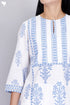 Cambric Cotton Pintucked Kurta In Floral Block Print