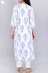 Cambric Cotton Pintucked Kurta In Floral Block Print