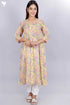 Mulmul Cotton Paneled Dress In Floral Block Print