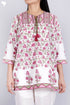 Cambric Cotton Peasant Top In Floral Block Print