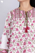 Cambric Cotton Peasant Top In Floral Block Print