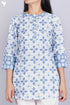 Cambric Cotton Top In Graphic Block Print