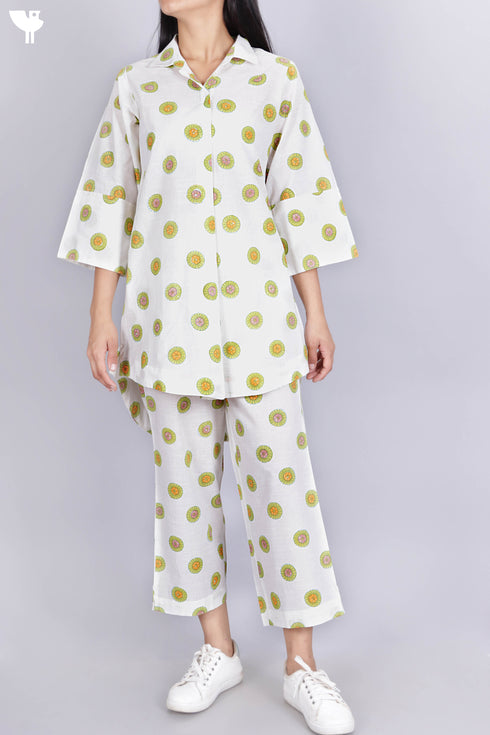 Cambric Cotton Co-Ord Set In Graphic Block Print