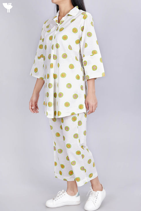 Cambric Cotton Co-Ord Set In Graphic Block Print