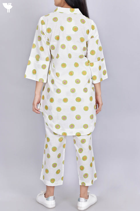Cambric Cotton Co-Ord Set In Graphic Block Print