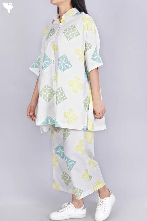 Cambric Cotton Co-Ord Set In Graphic Block Print