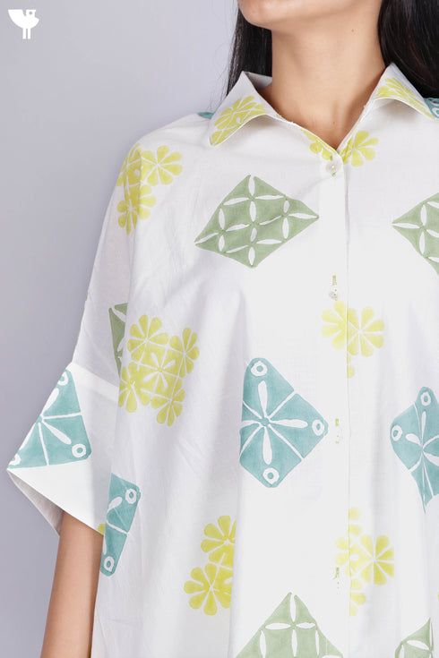 Cambric Cotton Co-Ord Set In Graphic Block Print