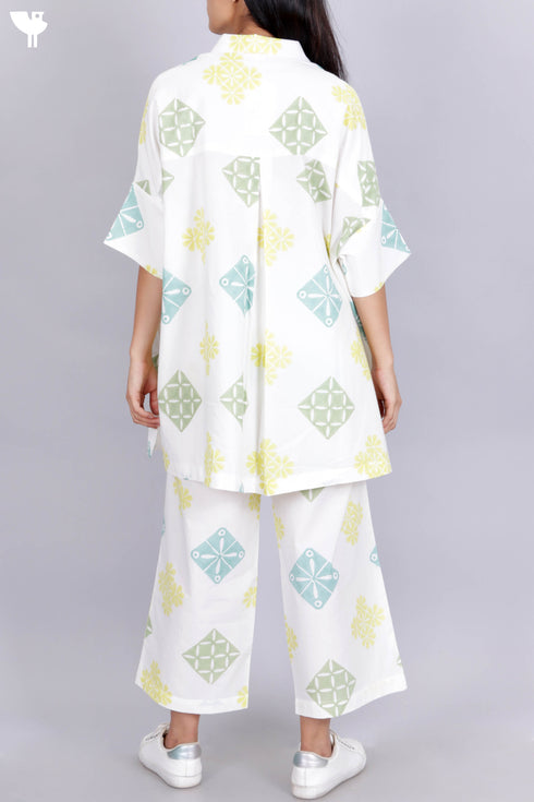 Cambric Cotton Co-Ord Set In Graphic Block Print