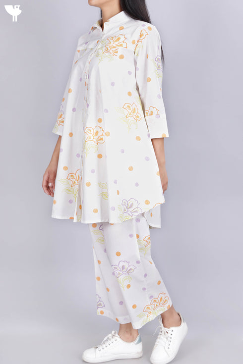 Cambric Cotton Co-Ord Set In Graphic Block Print