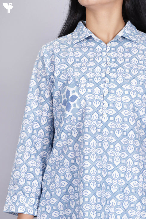 Cambric Cotton Co-Ord Set In Graphic Block Print