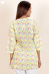Slub Cotton Top In Geometric Block Print