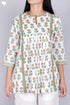 Cambric Cotton Peasant Top In Floral Block Print