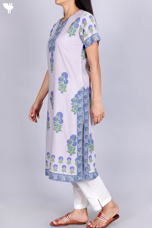 Bizzy Lizzy Kurta In Floral Block Print