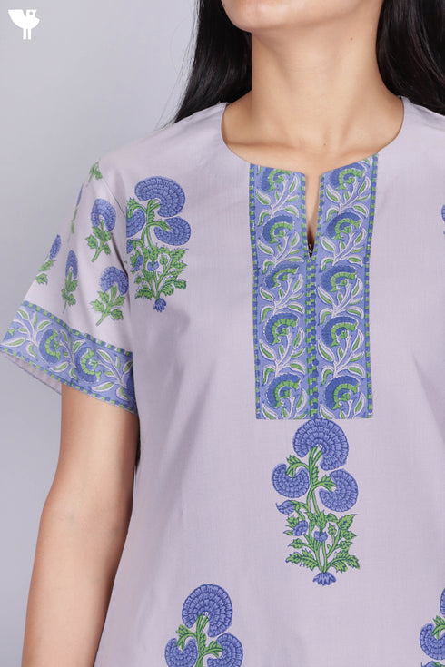 Bizzy Lizzy Kurta In Floral Block Print